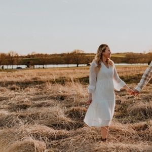 White Polka Dot Midi Dress